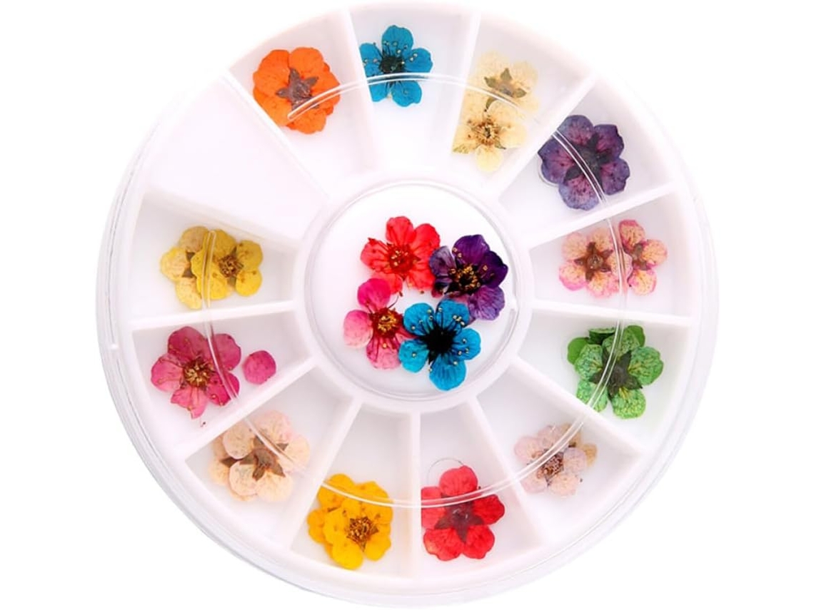 Flores secas, 1 caixa com 5 pétalas de plástico para decoração de unhas.
