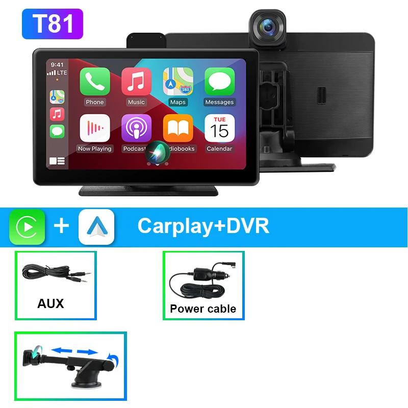 (somente Dvr, Sem Cartão) Câmera Veicular 4k De 7 Polegadas Com Carplay Sem Fio E Gps De Lente Dupla.