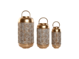 Conjunto de 3 Castiçais de Metal Dourados, 39 Cm/33 Cm, 25 X 25 X 49 Cm ALEXANDRA HOUSE LIVING