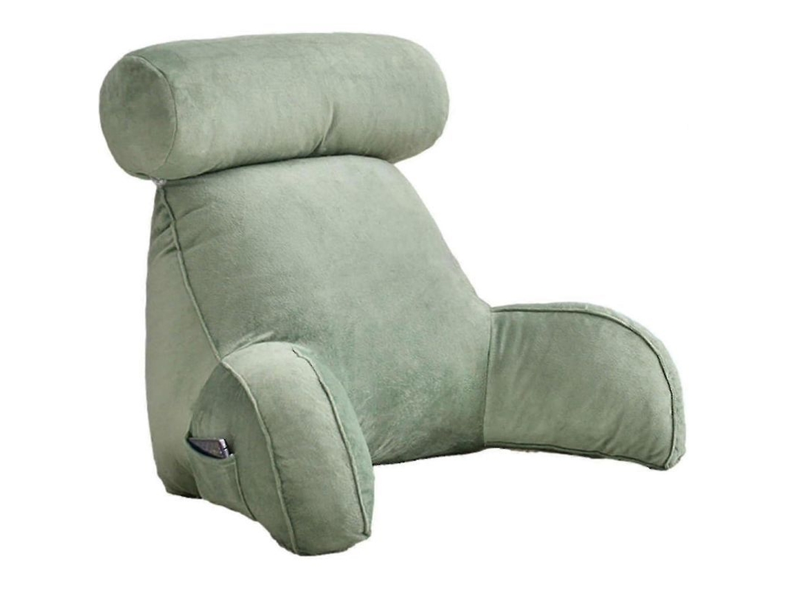 Travesseiro De Leitura Com Apoio Para Cabeça E Braços, Bolsos Laterais, Lavável, Para Cama E Sofá Verde