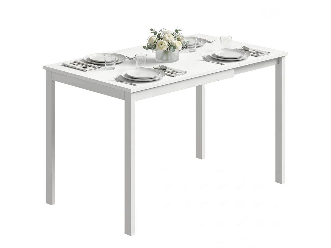 Mesa de Jantar Extensível BTFORUS 80 a 120cm, para 4 a 6 pessoas, com extensão deslizante, branco