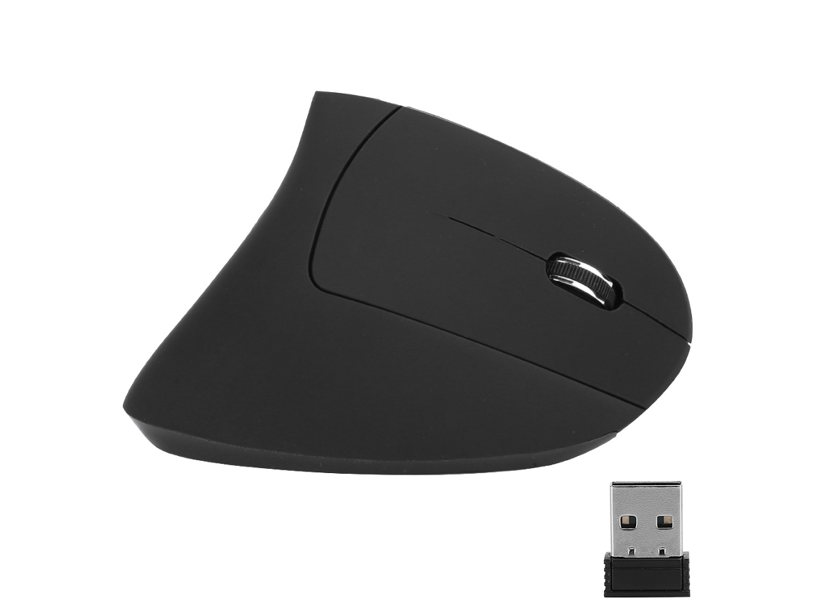 Mouse Vertical Sem Fio, Ergonômico, Colorido, USB, Receptor J‑5