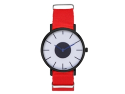 Relógio Casual Masculino de Nylon com Dial Redondo e Movimento de Quartzo (vermelho)