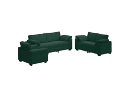 Conjunto de Sofá de 3 Pçs com Almofadas Veludo Verde Escuro MAISON EXCLUSIVE
