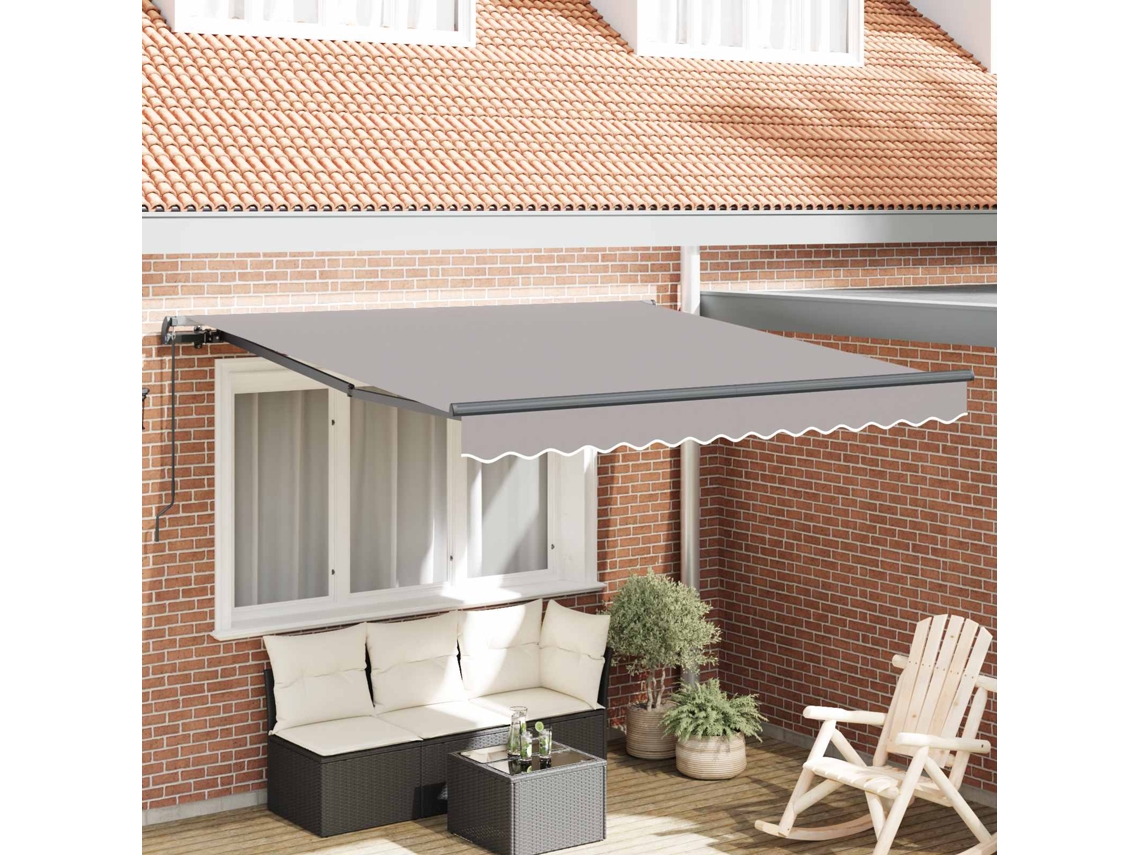Vidaxl Toldo Retrátil Cinzento-claro 300 X 250 Cm Poliéster E Alumínio