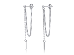 2026-aretes Colgantes De Prata Esterlina 925 Para Mulheres, Meninas E Adolescentes Com Barra E Corrente Leve