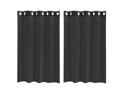 Maison Exclusive - Cortinas De Voile Com Ilhós 2 Pcs Preto 140x175 Cm