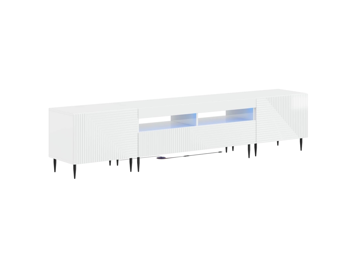 Vidaxl Conjunto De 3 Peças Para Tv Com Led Branco Brilhante