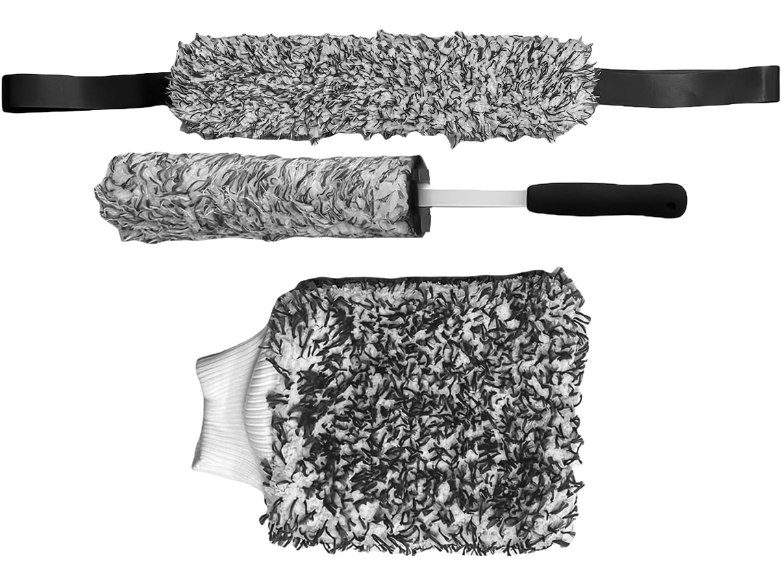 Escova Para Limpeza De Rodas, 3 Luvas De Lavagem Portáteis De Microfibra
