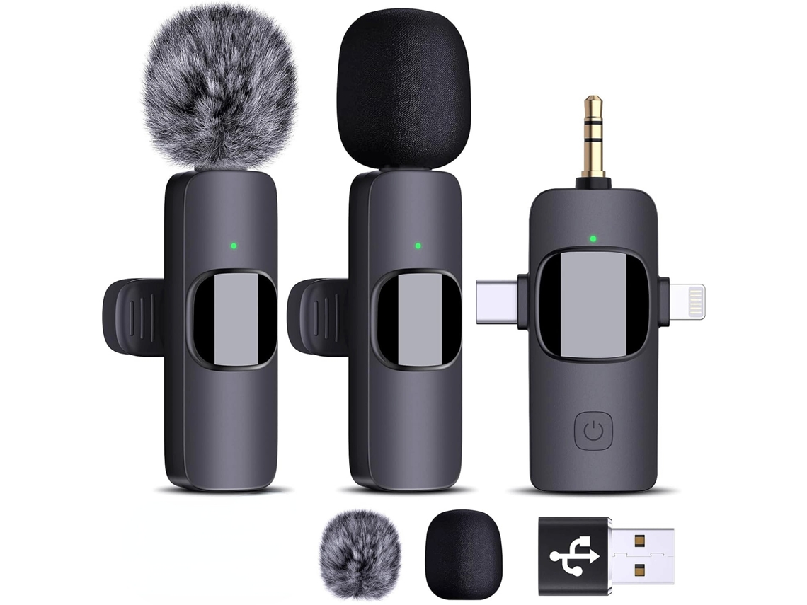 Microfone De Lapela Sem Fio Para Iphone/ Telefone Android/ Câmera/ Laptop Aquaforge