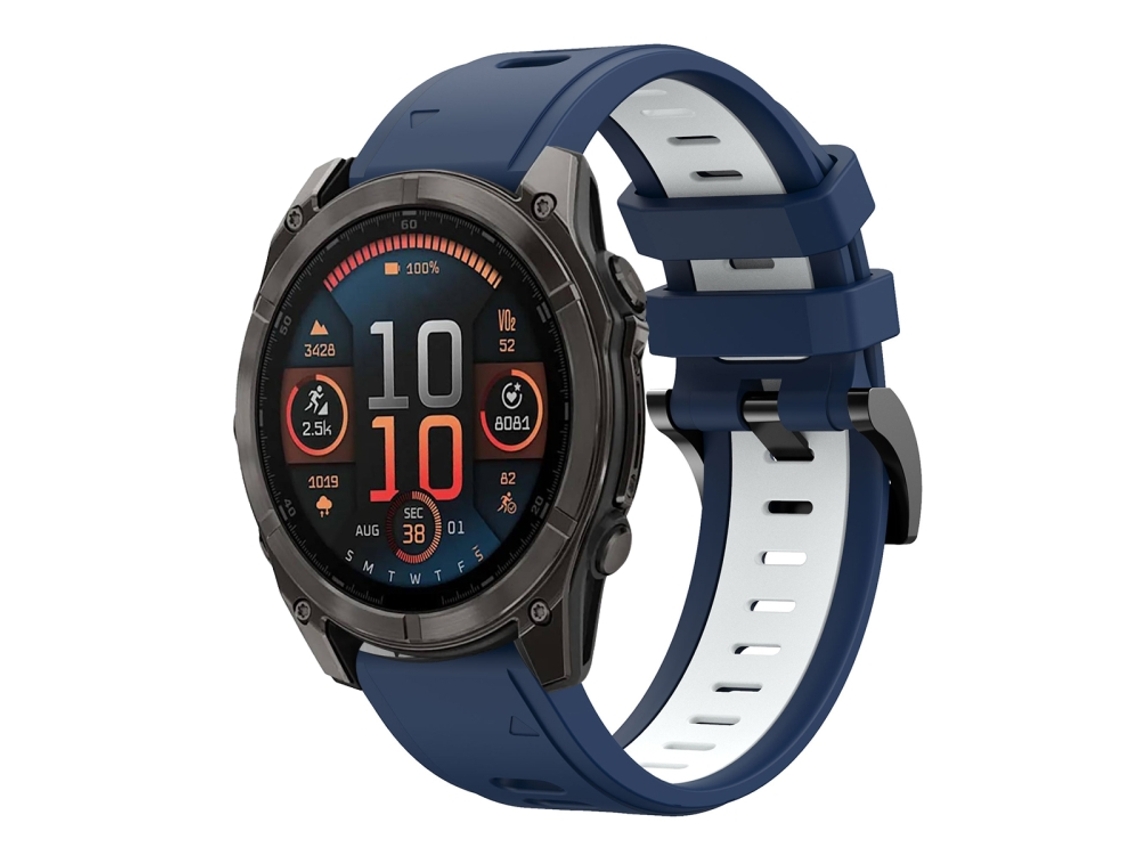 Bracelete para Garmin Fenix 8 Amoled Silicone Esportivo Duas Cores (22mm) Azul Meia noite + Branco XIAOMOYU (47mm)