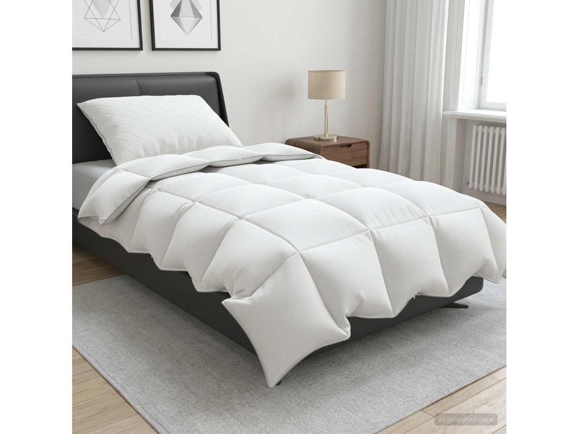 Vidaxl Edredão Fulda 135 X 220 Cm 4 Estações 210 Gsm Branco
