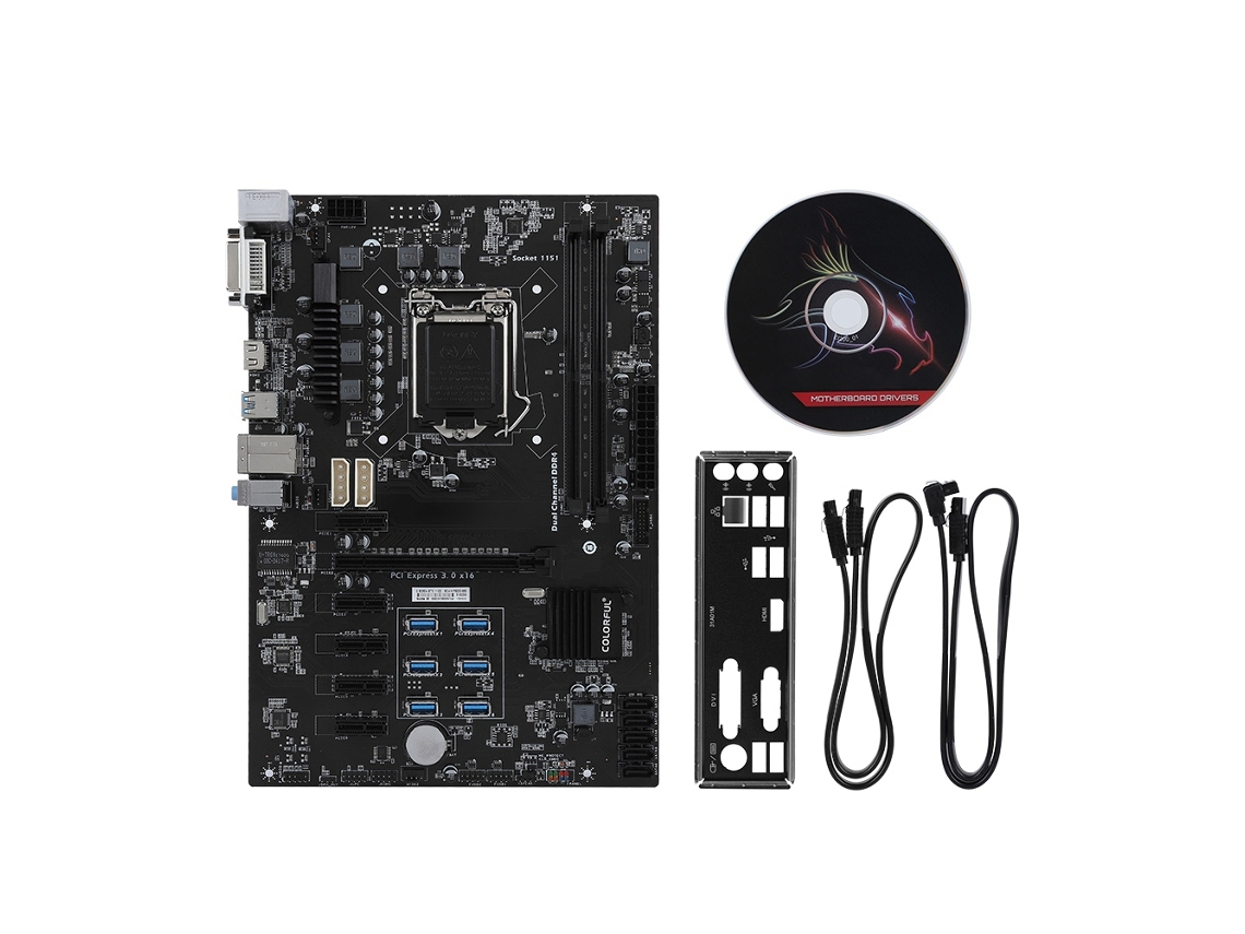 Placa Mãe De Mineração Colorful B250a Btc Yv20 Para Computador Atx Intel B250 Lga1151 Luz Dourada
