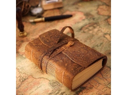 Wxsp 1 Unidade, Caderno De Couro Vintage Com Gravação, Marrom, Para Anotações