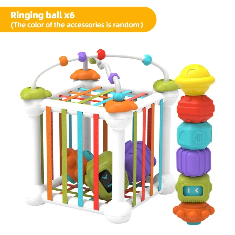 Cubo de Encaixe Montessori para Bebês, Blocos de Construção Sensoriais Macios, Brinquedo Educativo para a Primeira Infância. MDUG