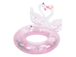 Boia Inflável Dupla Infantil em Formato de Cisne com Glitter, Pvc, Rosa AQUAFORGE