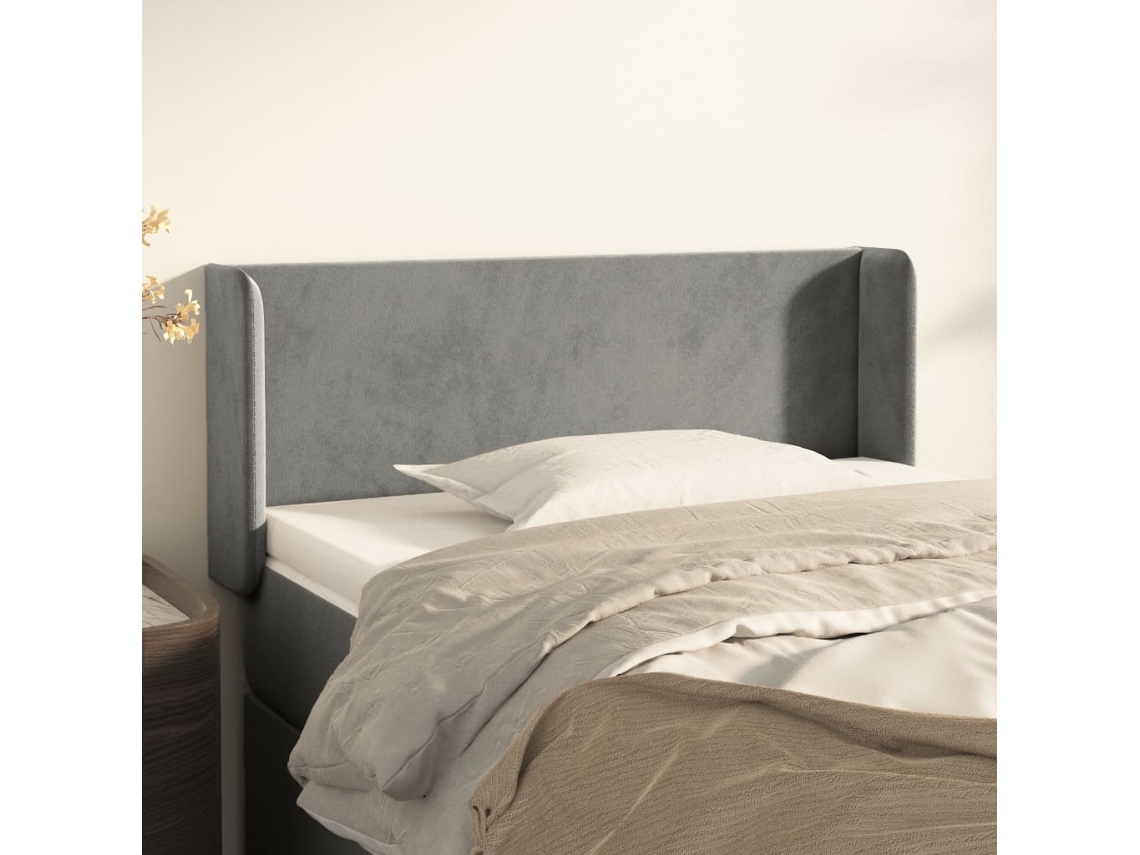 Vidaxl Cabeceira De Cama C/ Abas Veludo 93x16x78/88 Cm Cinzento-claro