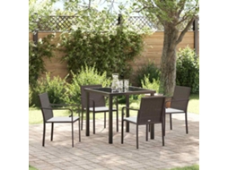 Vidaxl Conjunto De Jantar Para Jardim 5 Pcs Marrom E Preto