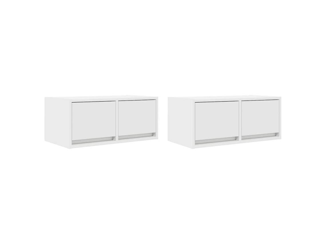 Conjunto de 2 Móveis de Tv Deriv. Madeira Branco MAISON EXCLUSIVE (60x31x25,5 cm)