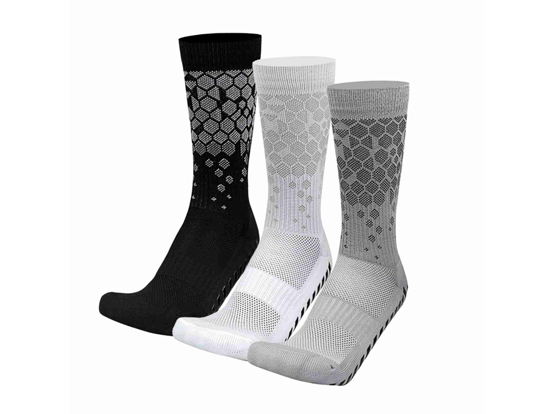 3 Pares de Meias de Futebol Antiderrapantes Unissex Respiráveis com Grippers S/MARCA