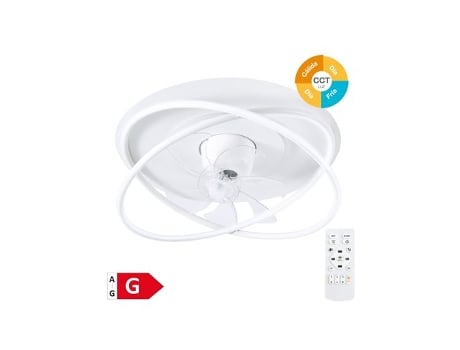 Ventilador De Teto Giratório Olmeto Com Luz Led Regulável E Controle Remoto Branco Niaros (36w 3cct 4827lm)
