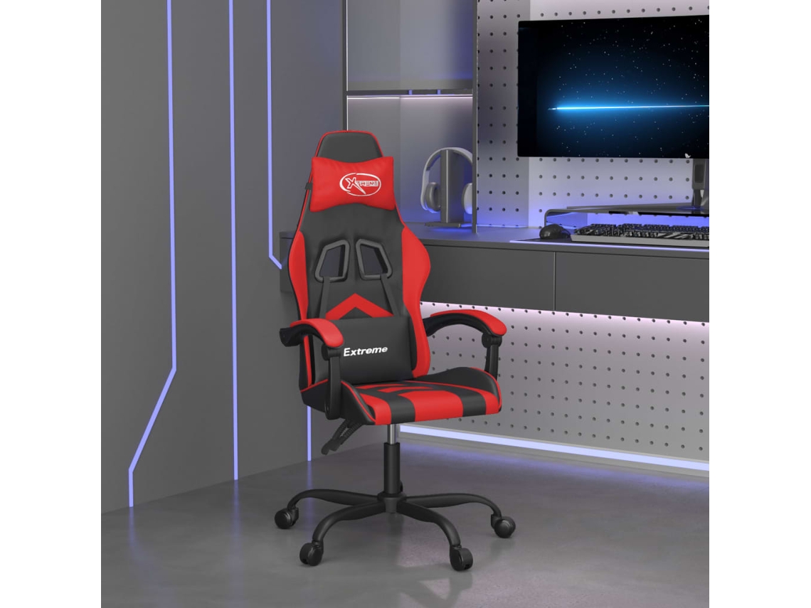 Vidaxl Cadeira De Gaming Couro Artificial Preto E Vermelho