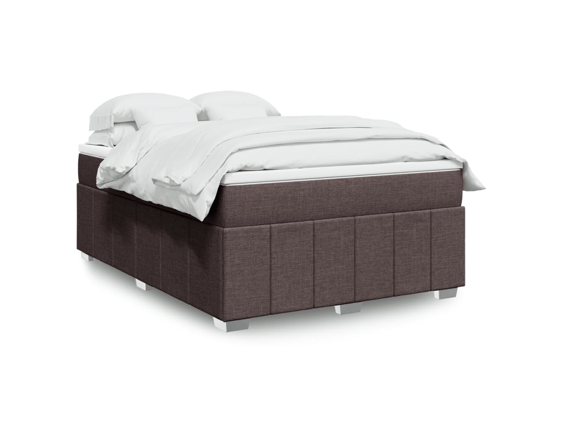 Vidaxl Cama Com Molas/colchão 140x200 Cm Tecido Castanho-escuro