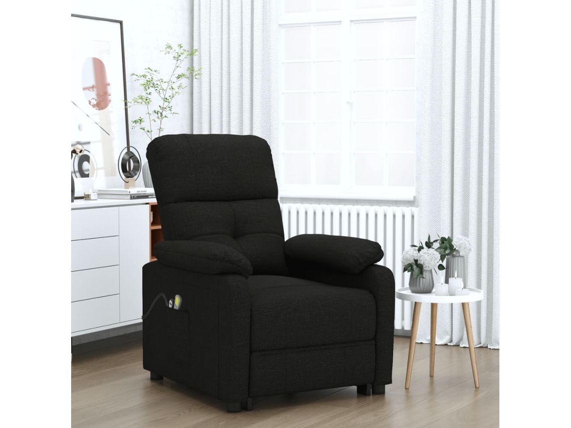 Vidaxl Poltrona De Massagens Elétrica Tecido Preto