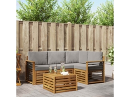 Vidaxl Conjunto De Sofás Para Exterior 5 Unid. Cinza Natural E Claro