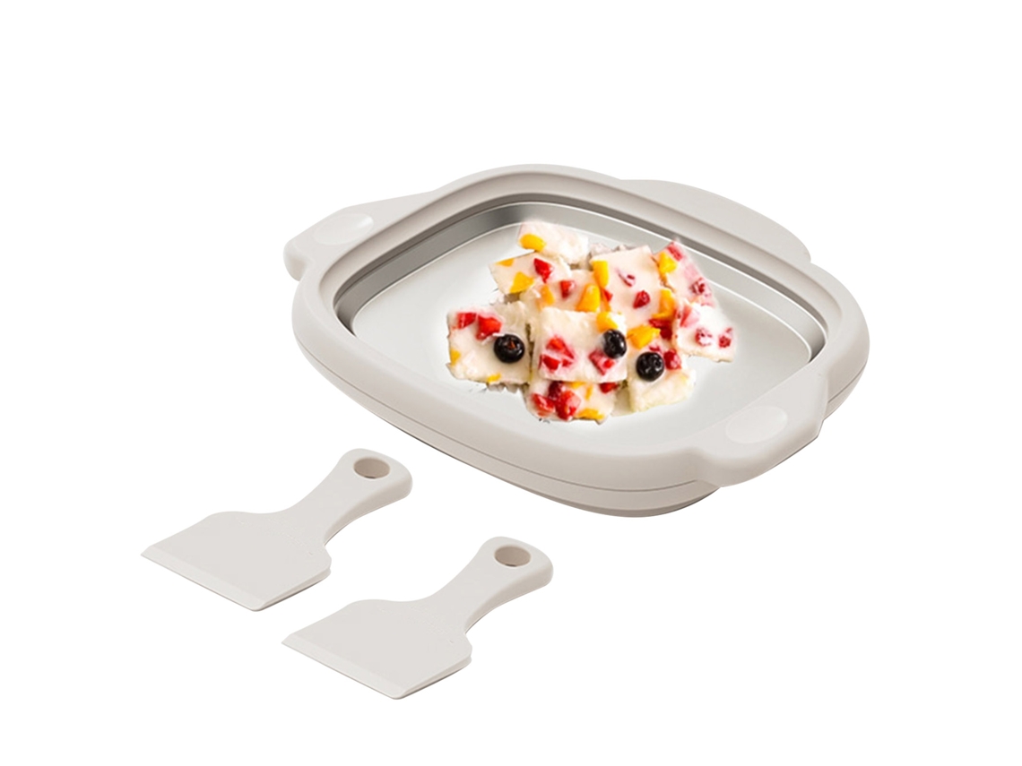 Fabricador de sorvete rolado multifuncional, pequeno, aço inoxidável 304, para iogurte congelado, branco