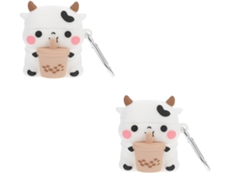 Estojo para Fone de Ouvido Sem Fio de 2 Peças, Capa Divertida em Formato de Vaca para SFUSHOS