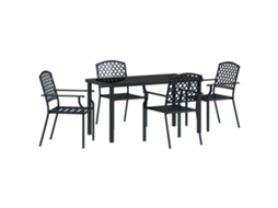 Conjunto 5 Conjunto De Jantar Para Exterior Vidaxl Antracite Aço (140 X 70 X 73 Cm)