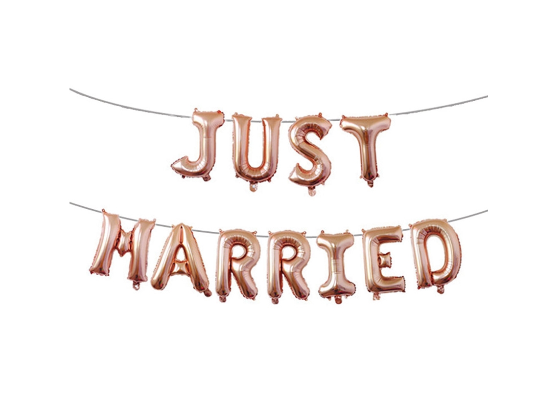 Banner Globos ''just Married'' Para Decoração De Casamento E Festa De Noivado (ouro Rosa)