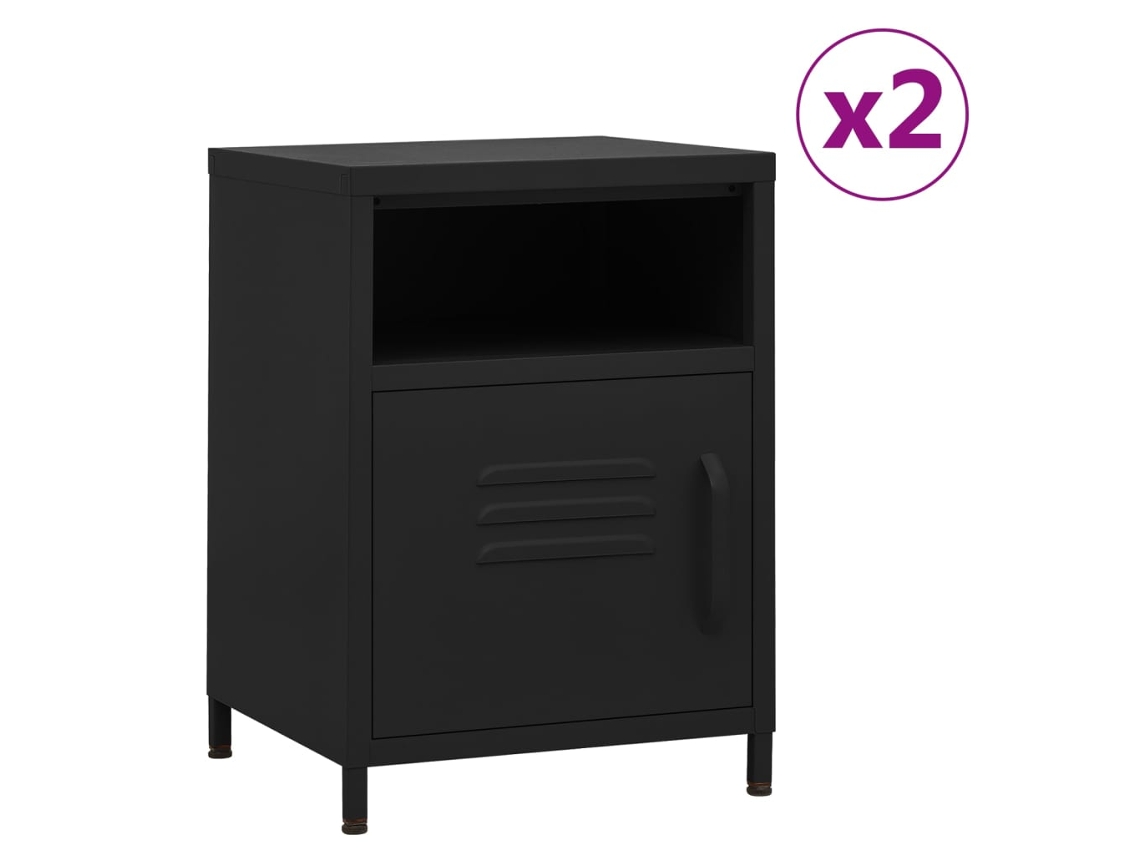 Nightstand, Nightstands Vidaxl Preto Aço (n/a)