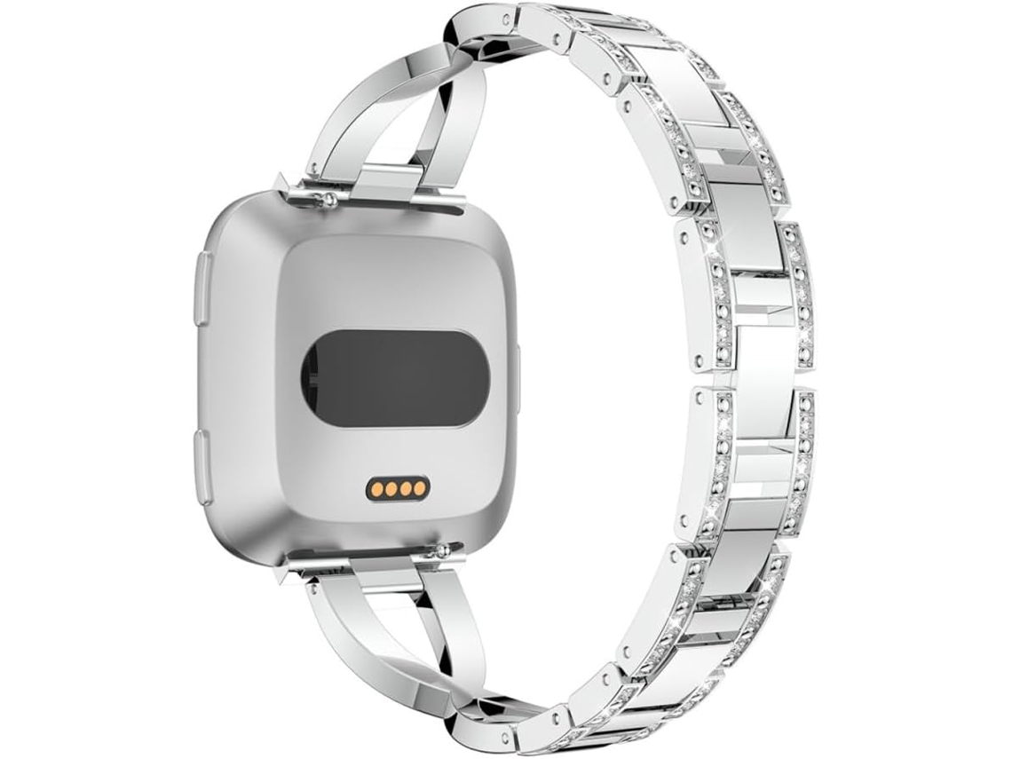 Pulseira De Relógio Em Metal Prateado, Aço Inoxidável, Com Strass