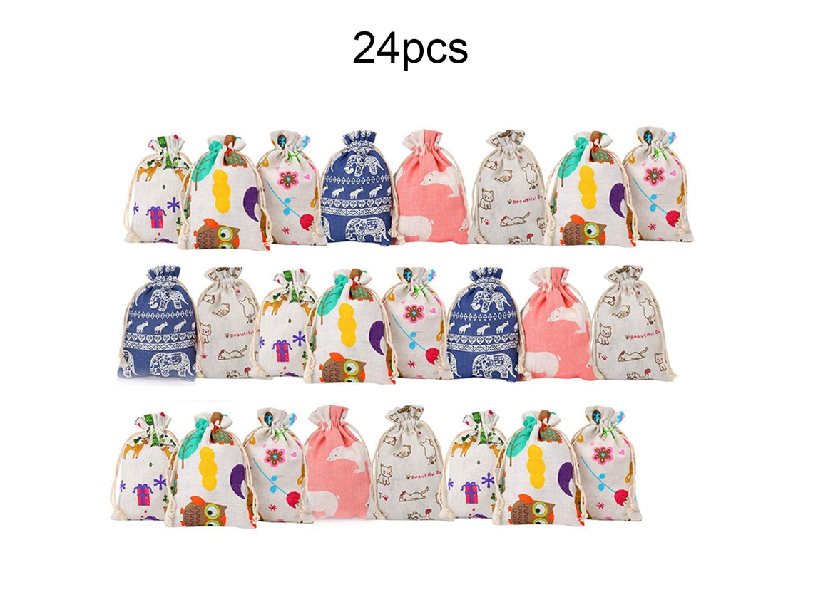 Bolsa De Algodão Com Cordão E Decoração Impressa
