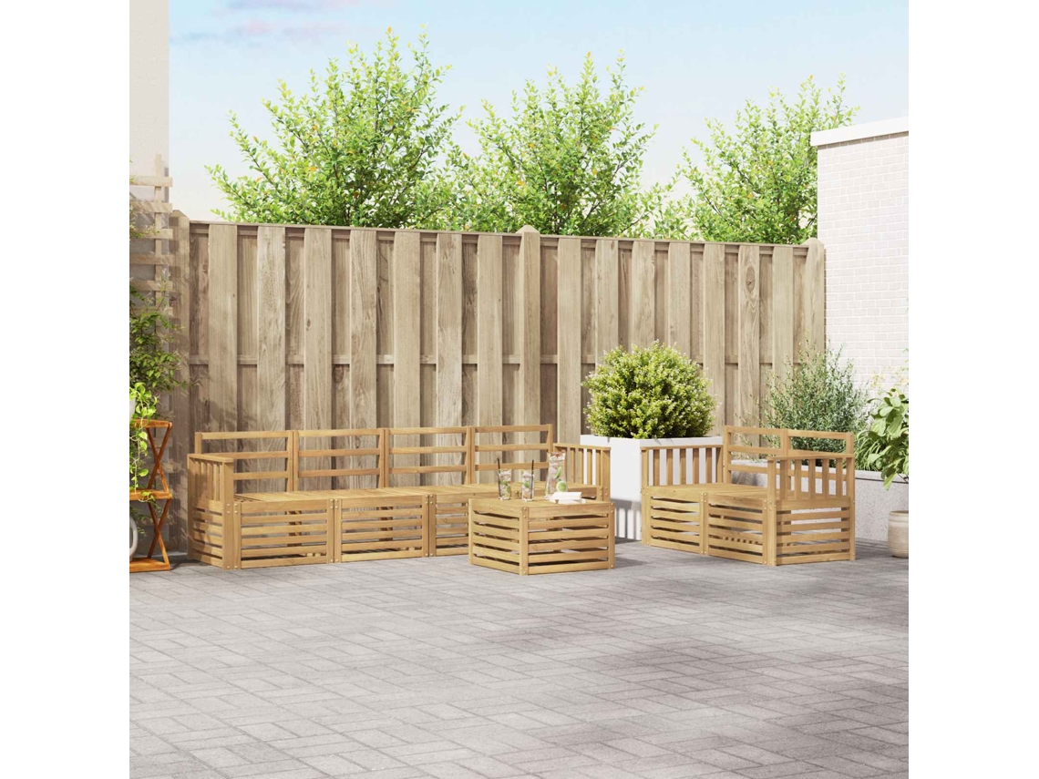 Vidaxl Conjunto De Sofás Para Exterior 7 Pcs Branco