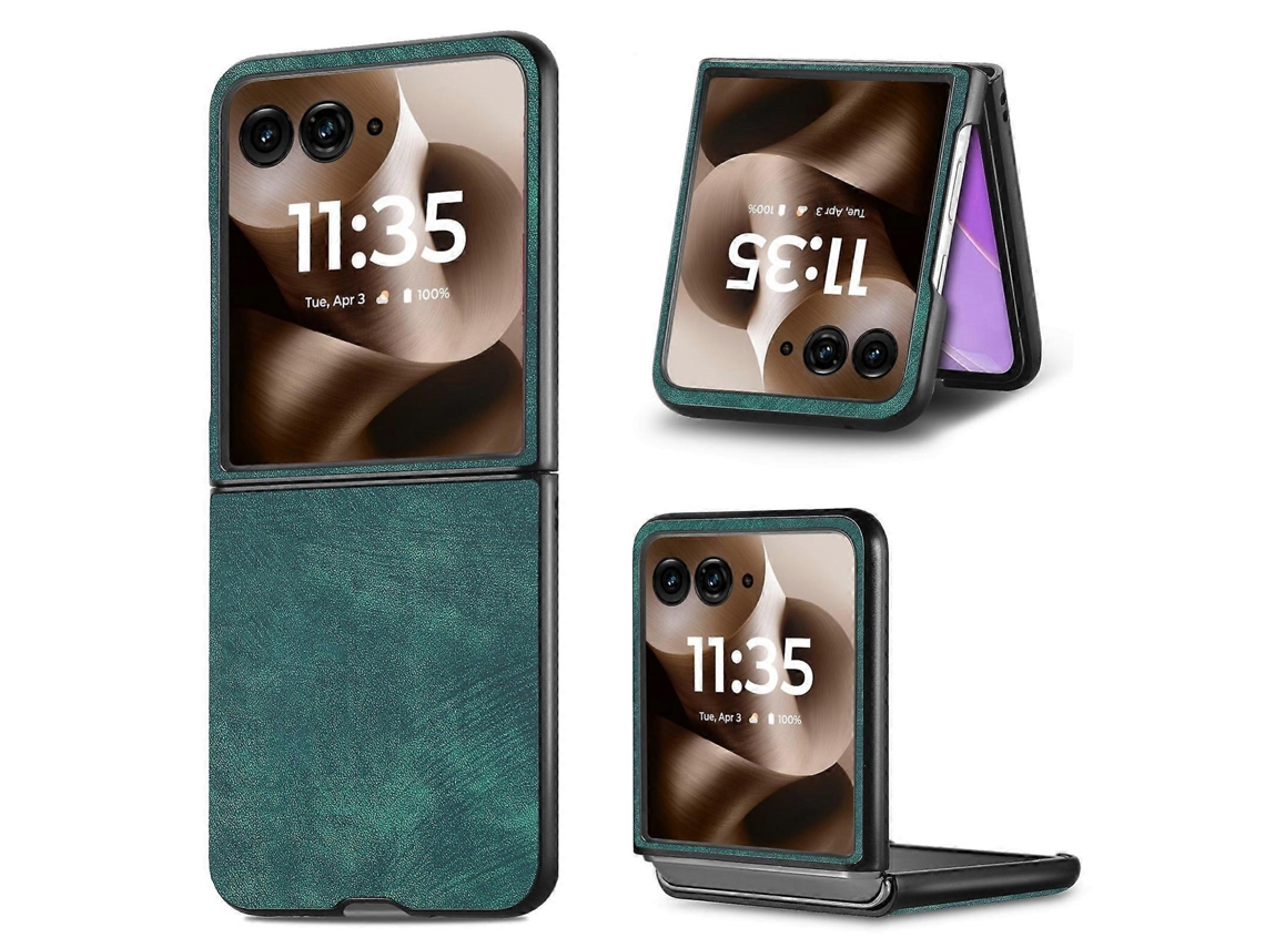 Capa Traseira Vintage Em Couro E Policarbonato Para Celular Motorola Razr 60 Ultra