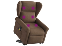 Poltrona reclinável massagens tecido castanho