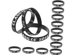 Pulseiras de Silicone 50-Pretas para Formatura Com Gravação Turma 2024, Seguras e Elegantes para Festas de Formatura