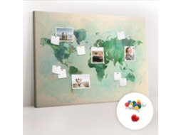 Painel De Cortiça Para Parede Mapa-múndi Em Aquarela Para O Quarto Das Crianças Espelharte (140x100 Cm)