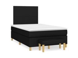 Vidaxl Cama Boxspring Com Colchão 120x190 Cm Tecido Preto