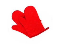 2026 luvas de Forno de Silicone Resistentes Ao Calor com Enchimento de Algodão Reciclado Flexível Antiderrapante para Cozinha 1 Par Vermelho