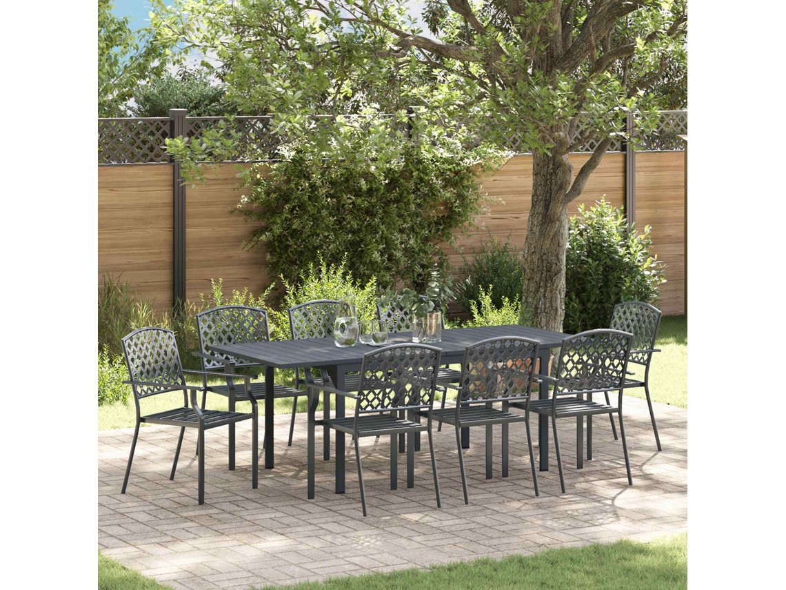 Vidaxl Conjunto De Jantar Para Jardim 9 Unid. Antracite Aço
