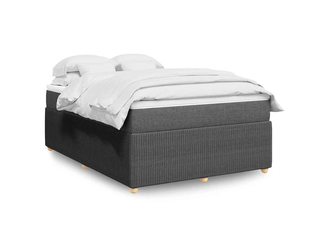 Vidaxl Cama Com Molas/colchão 140x190 Cm Tecido Cinzento-escuro