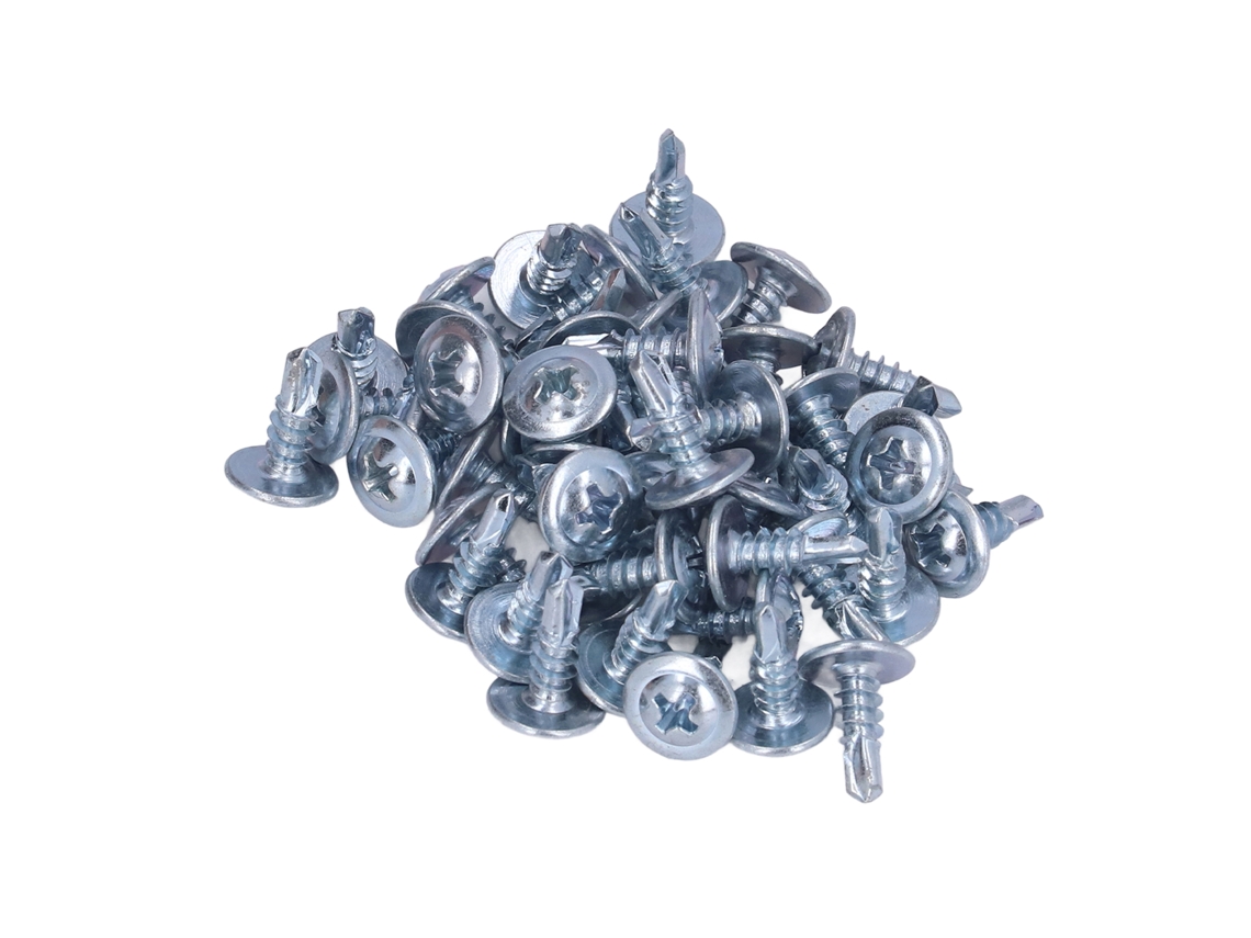 Conjunto De 50 Parafusos Autoatacantes De Aço Carbono Galvanizado Com Cabeça Redonda 4.2x13mm Com Arruela