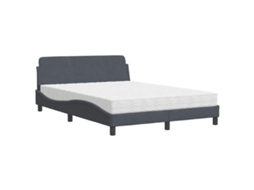 Cama com Colchão MAISON EXCLUSIVE (140x200 cm) em Veludo Cinzento escuro