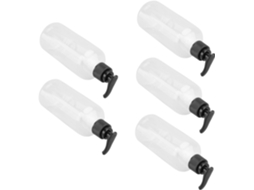 Conjunto De 5 Frascos Vazios Com Bomba Recarregáveis Para Gel De Banho, Preto