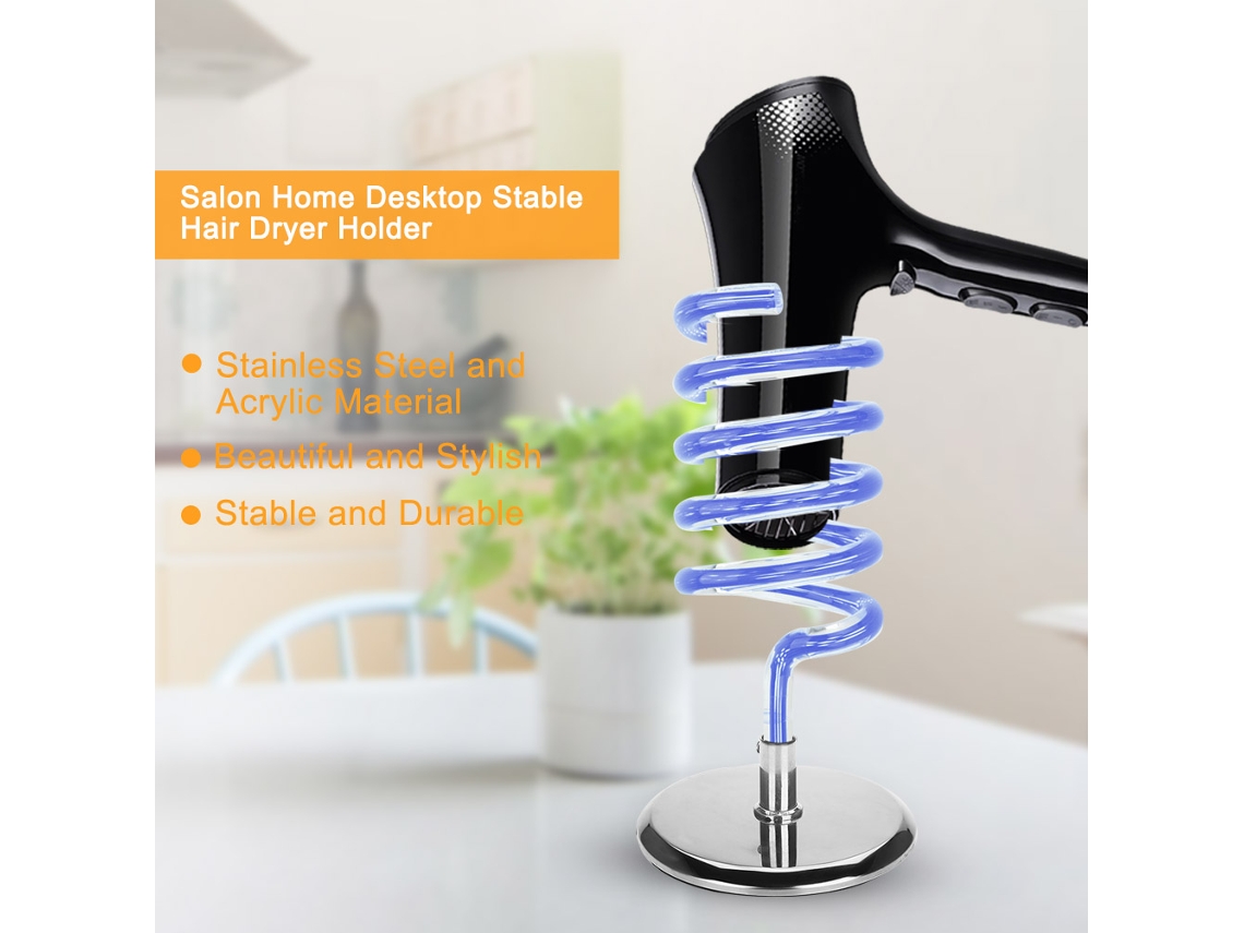 2026 soporte Estável para Secador de Cabelo de Aço Inoxidável com Base de Acrílico para Salão e Lar 06