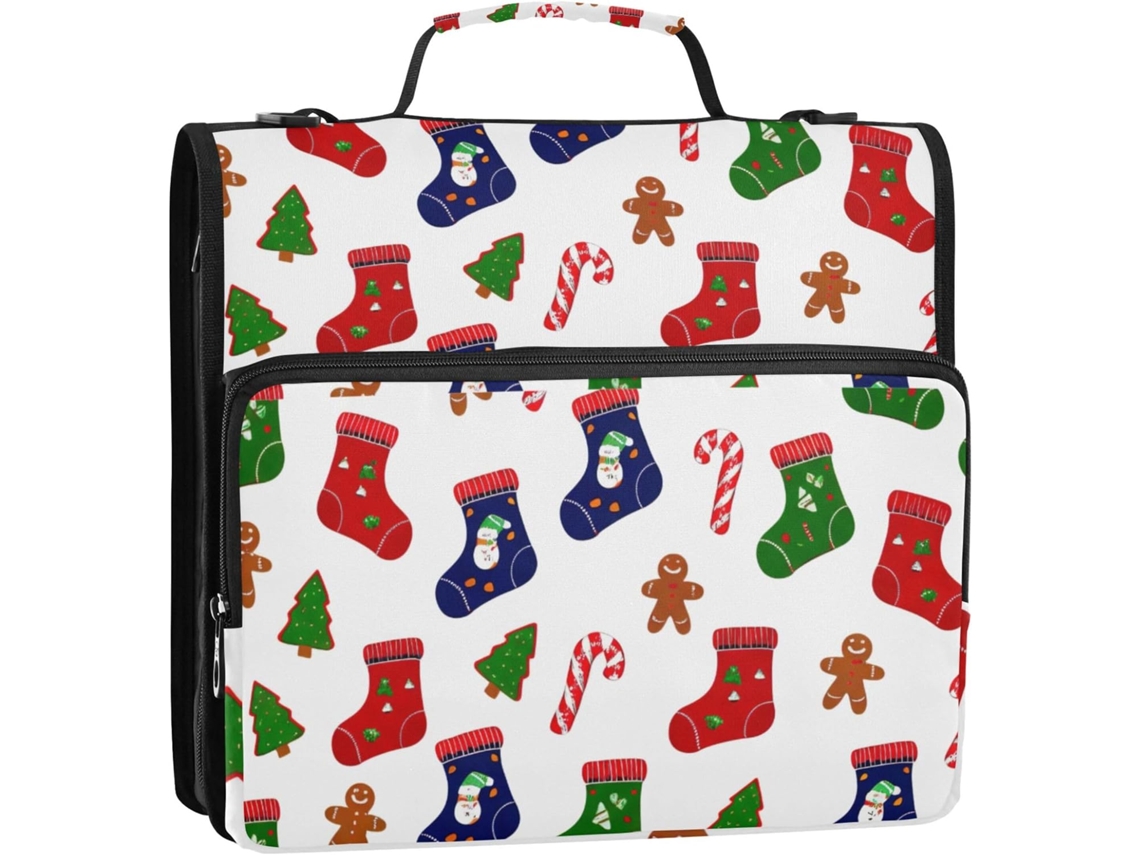 Meias De Natal Coloridas, Pastas Festivas De 3, 8cm, Fecho De 3 Argolas, Organizador Escolar Com Alça De Ombro, Vários